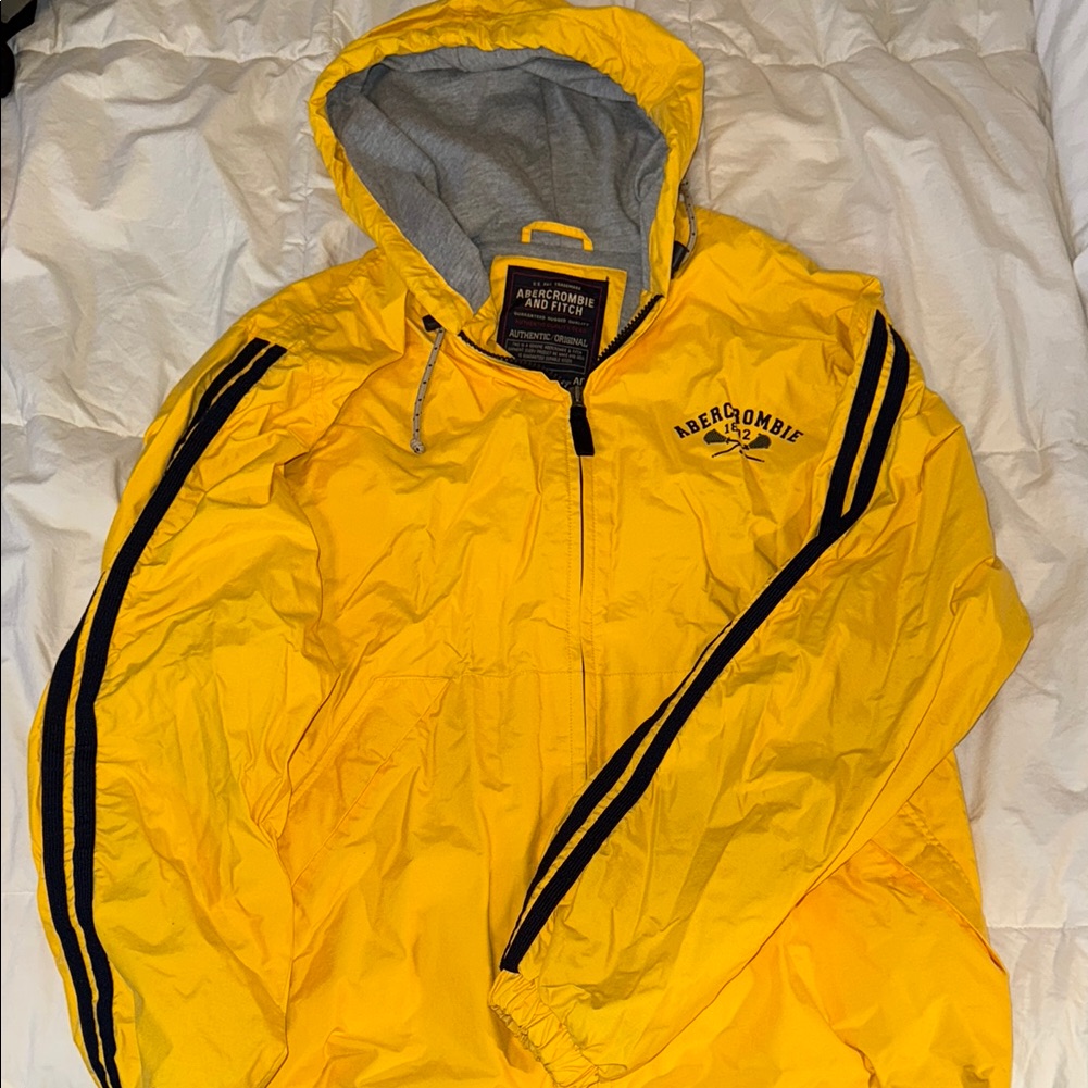 Abercrombie  Fitch Yellow Windbreaker Sporty Hooded Jacket